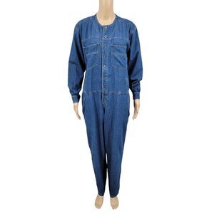 Liz Wear Vintage Denim Jean Jumpsuit Long Sleeves Oversized Women's Small